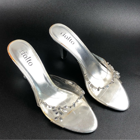 Rialto Onasis Women’s Clear Silver Heel Sandals Size 6M - Picture 2 of 10
